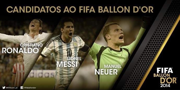 Bola de Ouro Cristiano Ronaldo Messi Neuer (Foto: Reprodução/Twitter)