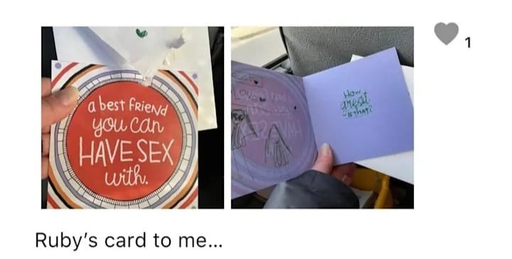 Cartão 'inapropriado' foi entregue por menina de 5 anos a professora (Foto: Reprodução/Facebook/Candace Gray)