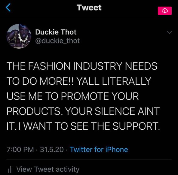 A modelo Duckie Thot se manifestou no Twitter (Foto: Reprodução/Instagram)