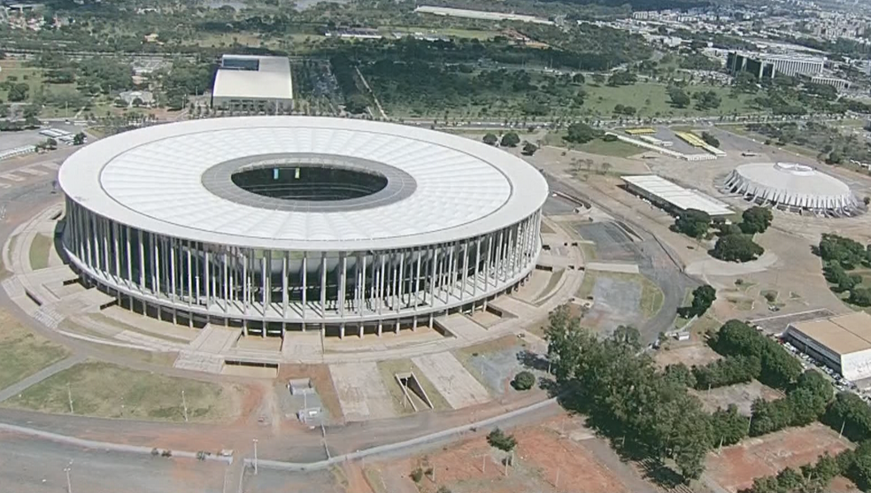 Imagem aérea do estádio Mané Garrincha em Brasília (Foto: TV Globo/Reprodução)