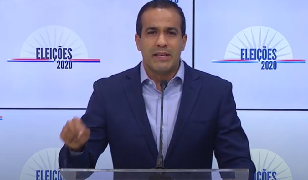 O candidato Bruno Reis (DEM) no debate da TV Educadora — Foto: Reprodução / Youtube