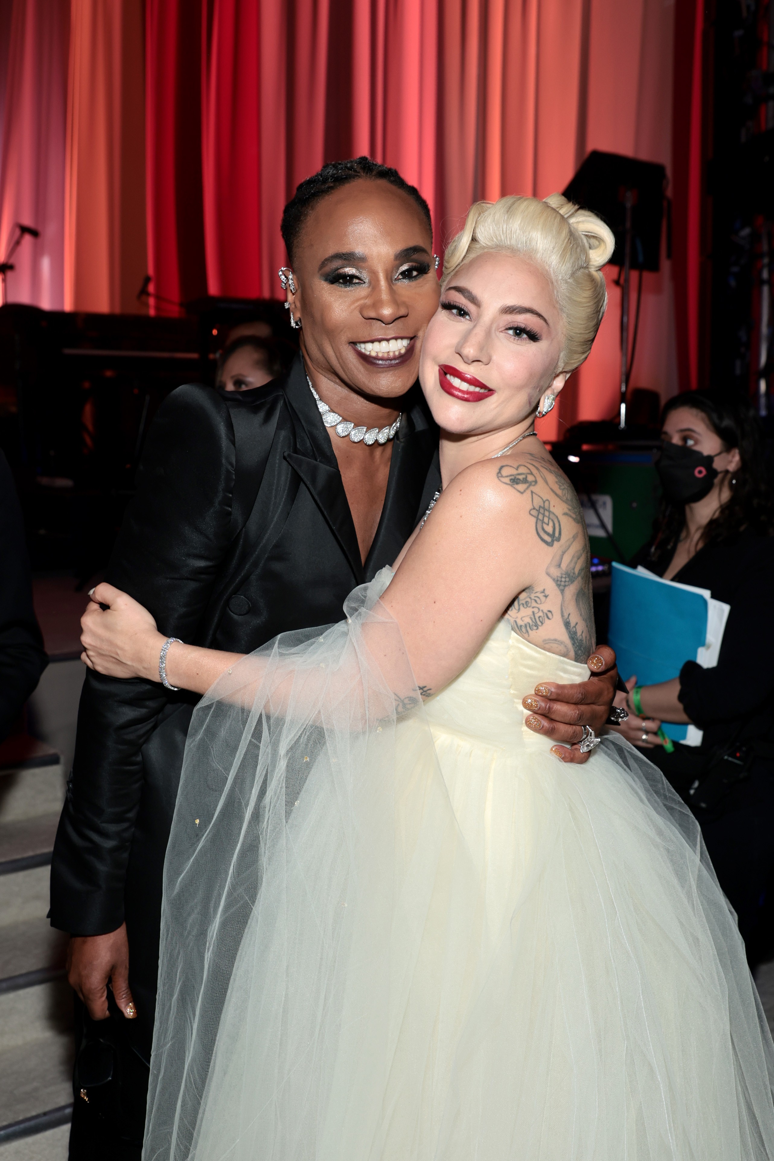 WEST HOLLYWOOD, CALIFORNIA - MARCH 27: (L-R) Billy Porter and Lady Gaga attend the Elton John AIDS Foundation's 30th Annual Academy Awards Viewing Party on March 27, 2022 in West Hollywood, California. (Photo by Jamie McCarthy/Getty Images for Elton John  (Foto: Getty Images for Elton John AIDS)