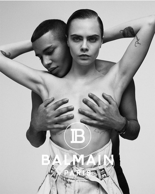 Cara Delevigne e o diretor criativo da Balmain, Olivier Rousteing (Foto: Reprodução / Instagram)