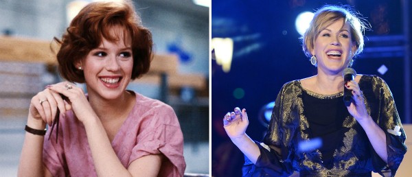 Molly Ringwald em 'Clube dos Cinco' (1985) e hoje em dia (Foto: Reprodução/Getty Images)