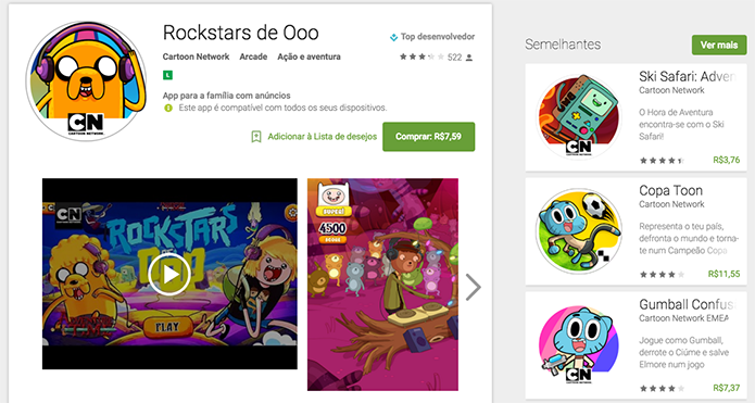 Também é possível baixar Rockstars de Ooo no site Google Play (Foto: Reprodução/Murilo Molina)