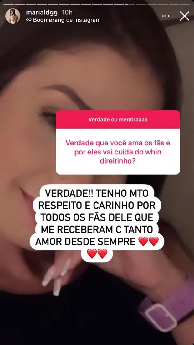 Maria Lina Deggan fala sobre Whindersson Nunes (Foto: Reprodução / Instagram)