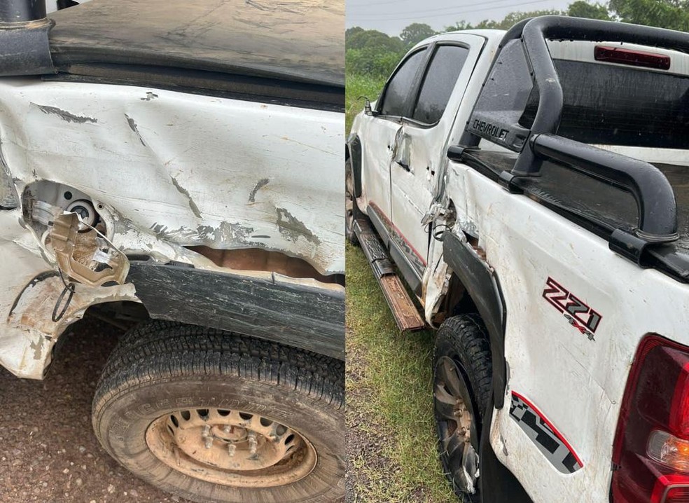Veículo ficou danificado com a colisão — Foto: Redes Sociais