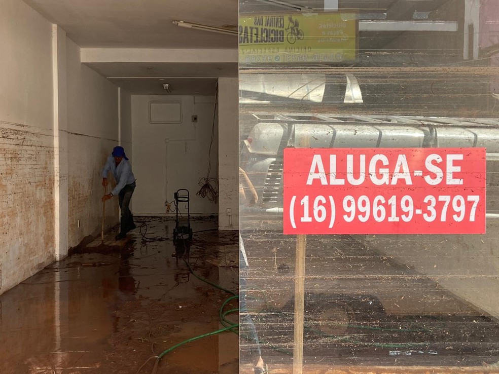 Chuva forte em São Carlos causa estragos na região central — Foto: Fabiana Assis/G1