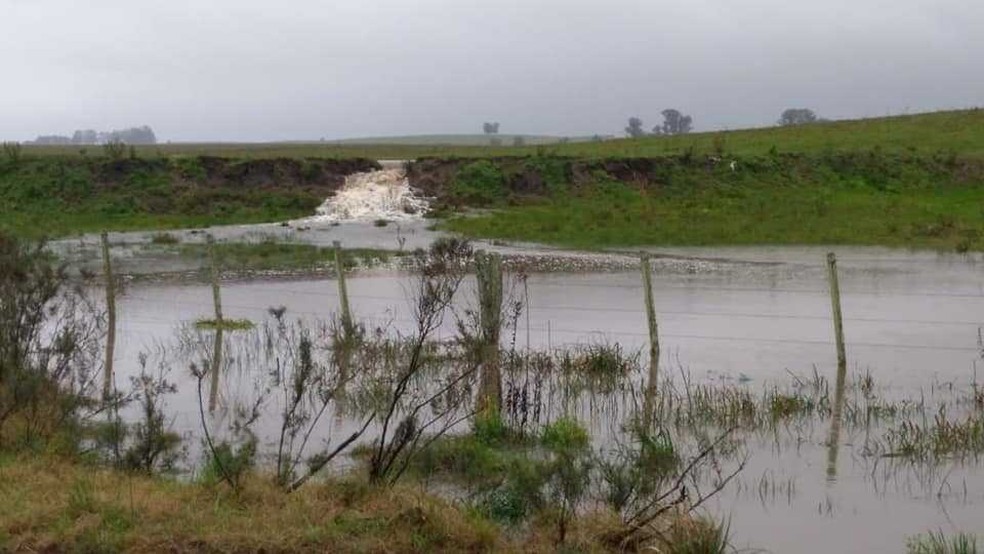 Cheia registrada em Pedras Altas durante o final de semana  (Foto: Prefeitura de Pedras Altas/Divulgação)