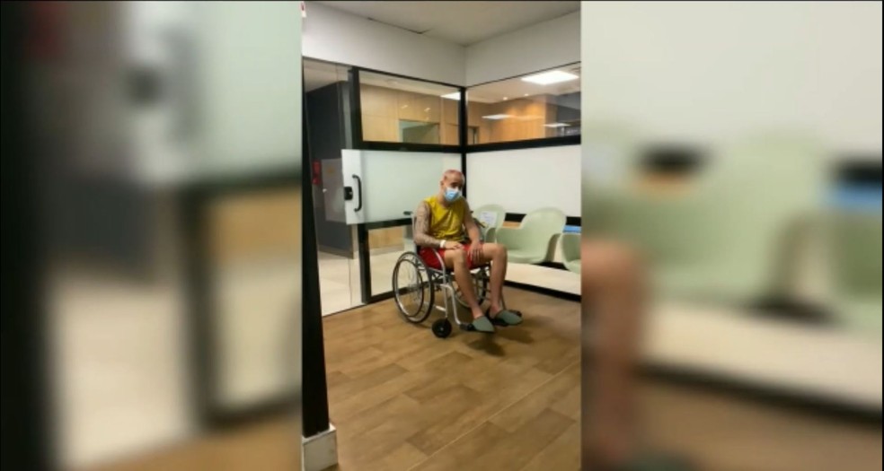 Influenciador Wue Silva em hospital de Florianópolis — Foto: Reprodução/Redes sociais