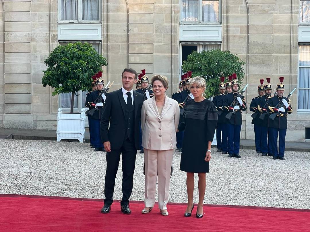 Presidente do NDB, Dilma Rousseff chega para jantar promovido pelo presidente da França, Emmanuel Macron e pela primeira-dama francesa, Brigitte Macron
