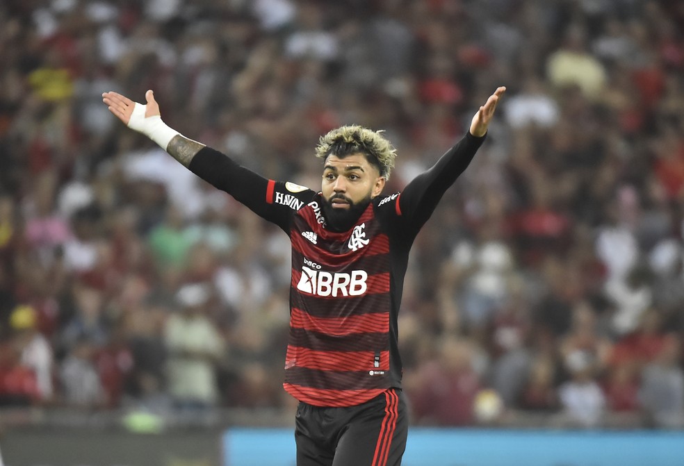 Gabigol, em Fluminense x Flamengo, pelo Campeonato Brasileiro 2022 — Foto: André Durão/ge