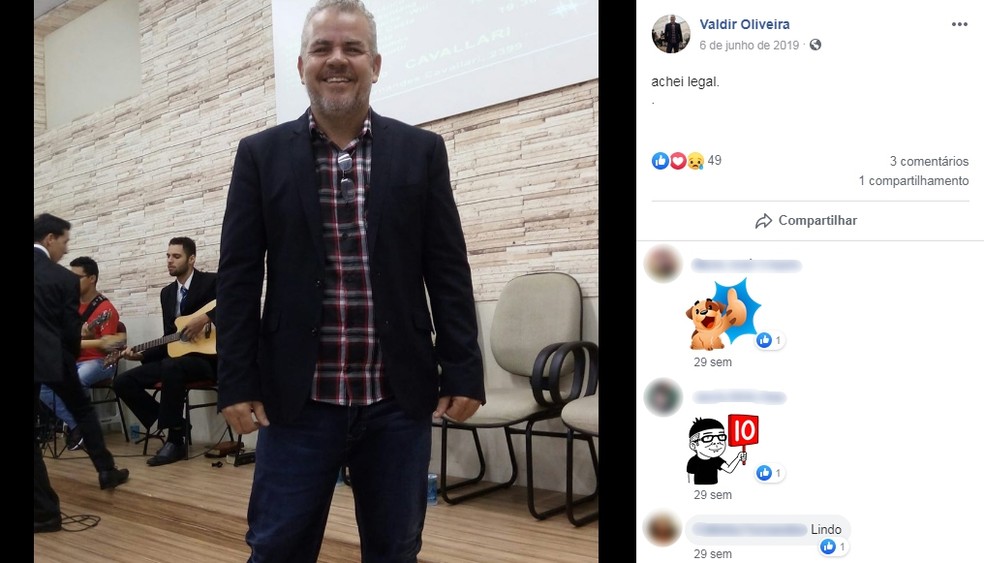 Valdir de Oliveira foi sepultado na quarta-feira (1º) no Cemitério Parque das Orquídeas — Foto: Facebook/Reprodução