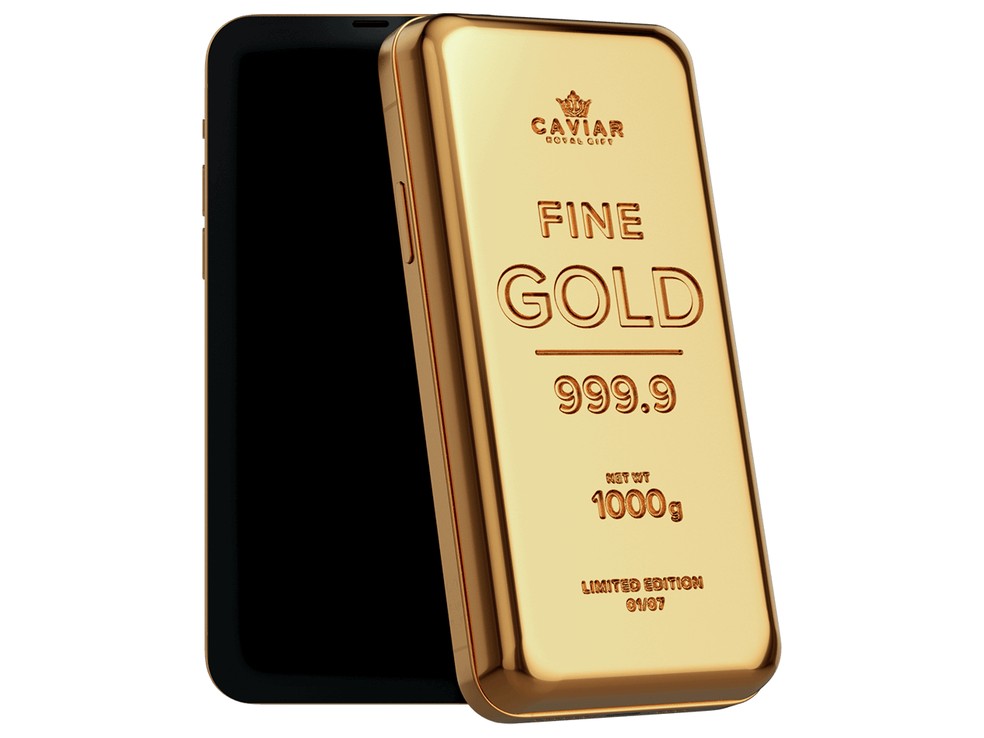 Barra de ouro que acompanha iPhone 12 Pro é feita com 1 kg de ouro 24 quilates — Foto: Divulgação/Caviar