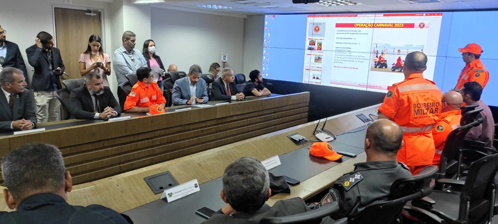 Forças de segurança do RN apresentaram balanço sobre a Operação Carnaval 2023 nesta quinta-feira (23) — Foto: Orlando Netto