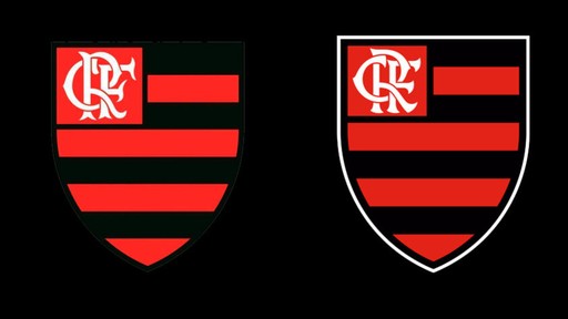 O Flamengo, em 2017, redesenhou seu emblema. O clube reajustou as letras "CRF" e também corrigiu alguns detalhes de cores e contornos (Reprodução)  