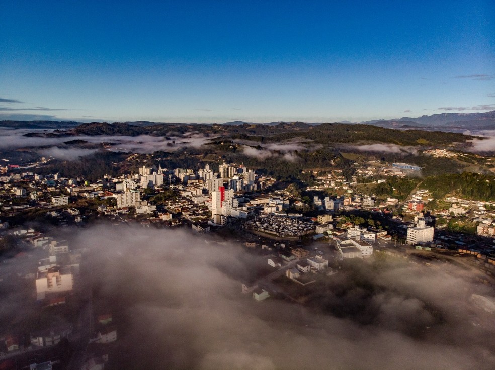Cidade de Orleans vista do alto — Foto: Prefeitura de Orleans/Divulgação