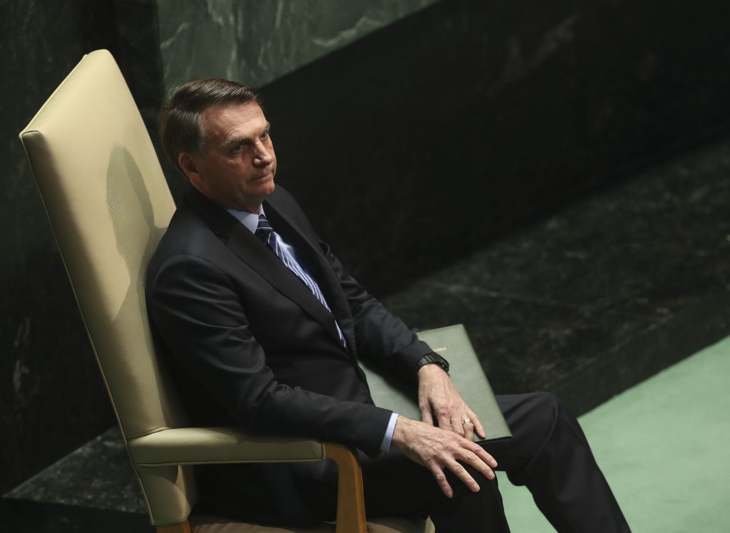 NEW YORK, USA - (ARCHIVE): A file photo dated September 24, 2019 shows President of Brazil Jair Bolsonaro at the 74th session of United Nations General Assembly at UN Headquarters in New York, United States. President Jair Bolsonaro tested positive for co (Foto: Anadolu Agency via Getty Images)