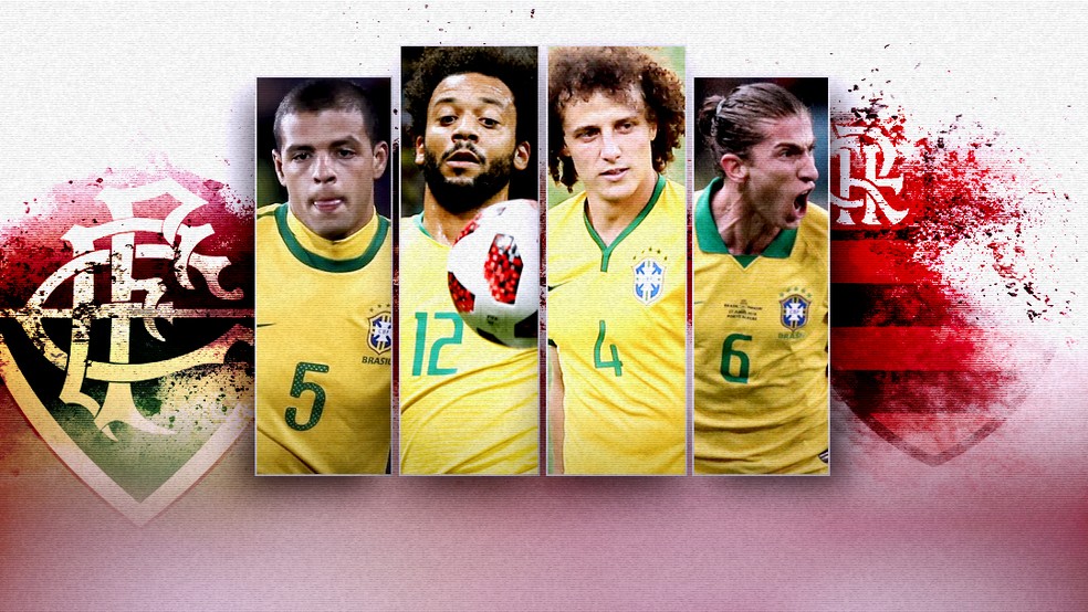 Felipe Melo, Filipe Lu&iacute;s, Marcelo e Filipe Lu&iacute;s foram campe&otilde;es na Europa e com a Sele&ccedil;&atilde;o &mdash; Foto: Editoria de arte/ge