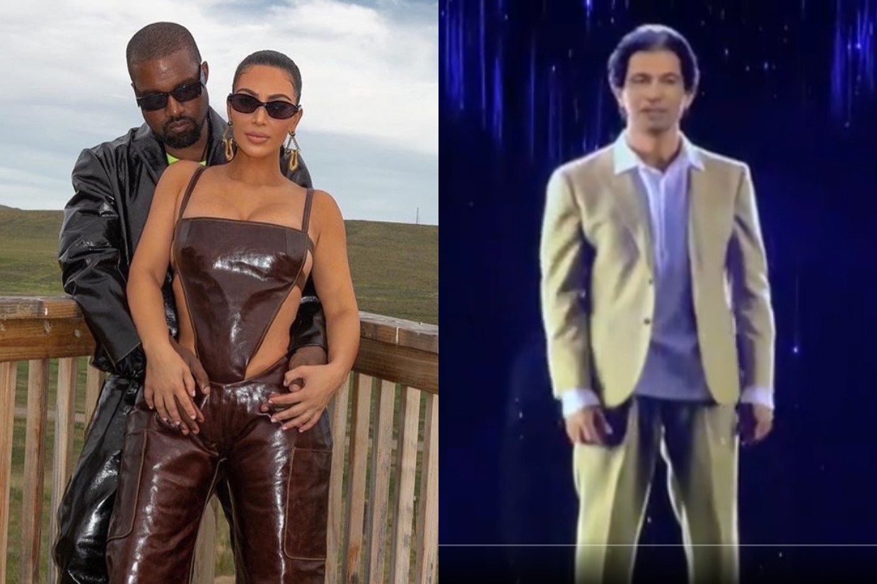 Kanye West presenteia Kim Kardashian com holograma do pai (Foto: Reprodução/Instagram/Twitter)