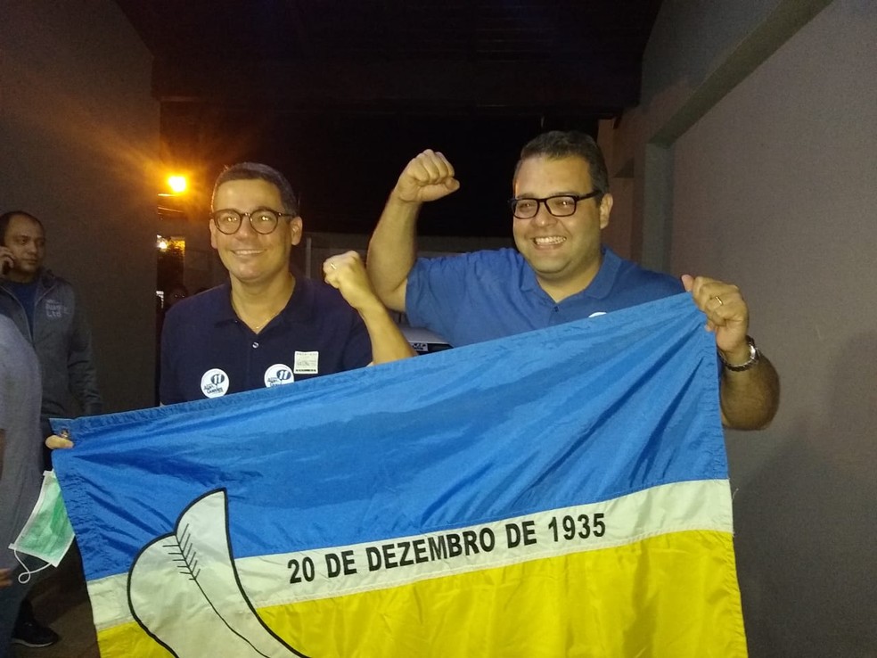 Alan Guedes (PP) comemora vitória para a prefeitura de Dourados — Foto: Divulgação