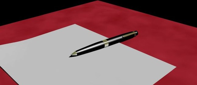 Papel, caneta, em branco, mesa