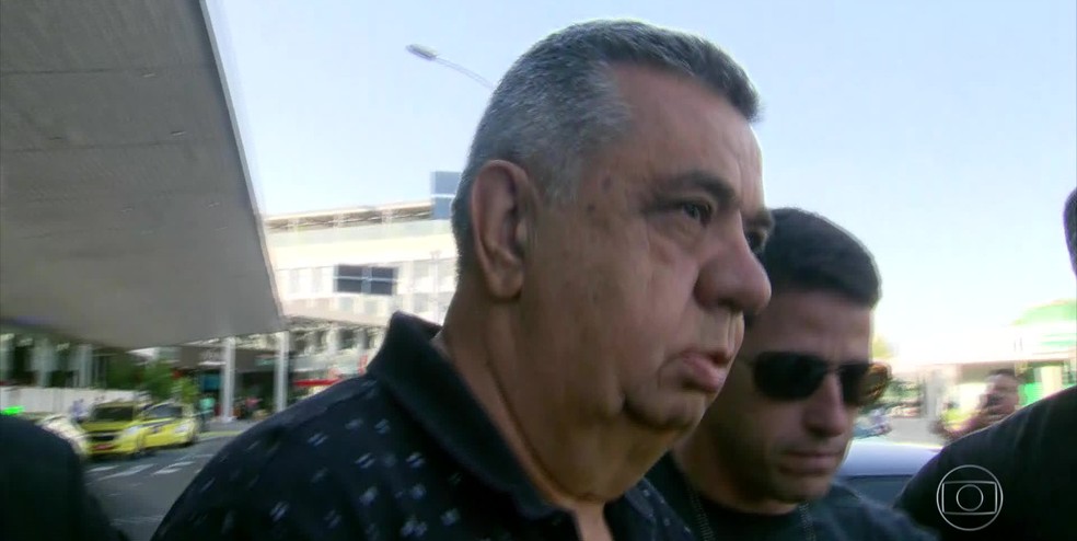 Jorge Picciani, presidente da Alerj, chegando ao Rio. (Foto: Reprodução/ TV Globo)