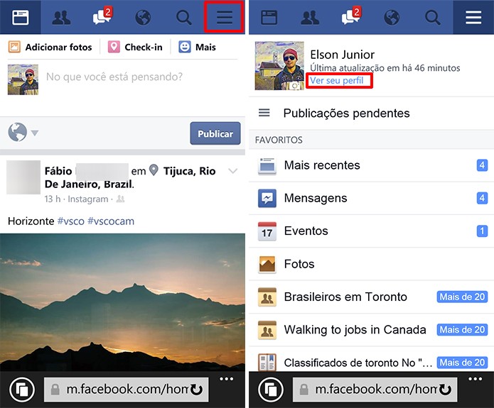 Facebook pode ter capa alterada a partir de navegador no Windows Phone (Foto: Reprodução/Elson de Souza)