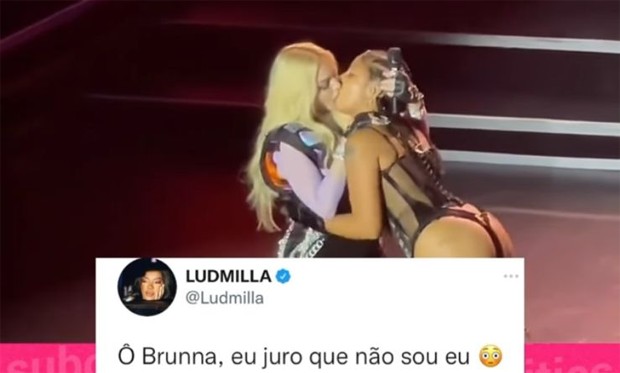 Ludmilla diz que não é ela beijando Luísa Sonza ao postar vídeo de Madonna beijando Tokischa (Foto: Reprodução/Instagram)