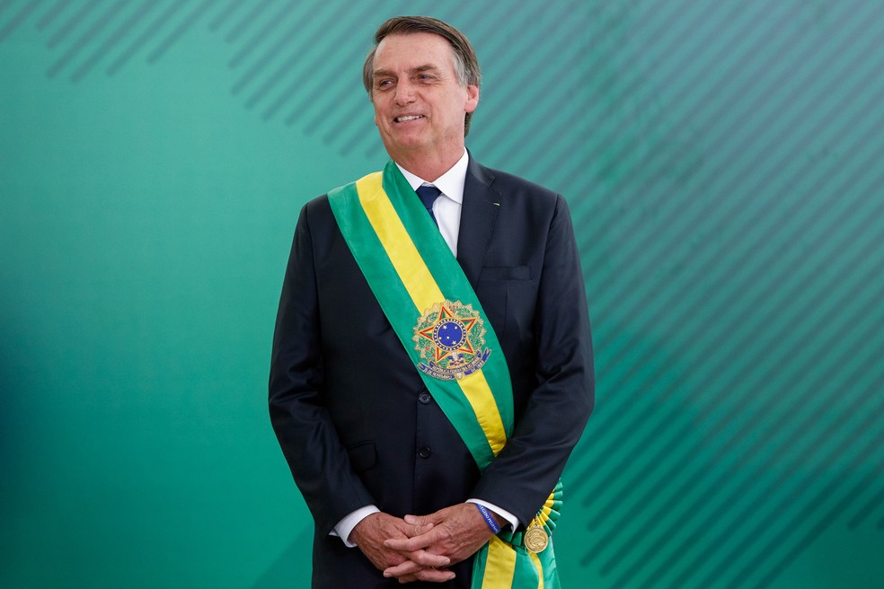 O presidente da República, Jair Bolsonaro, durante a cerimônia de posse ministerial, no Palácio do Planalto, em Brasília — Foto: Alan Santos/Presidência da República