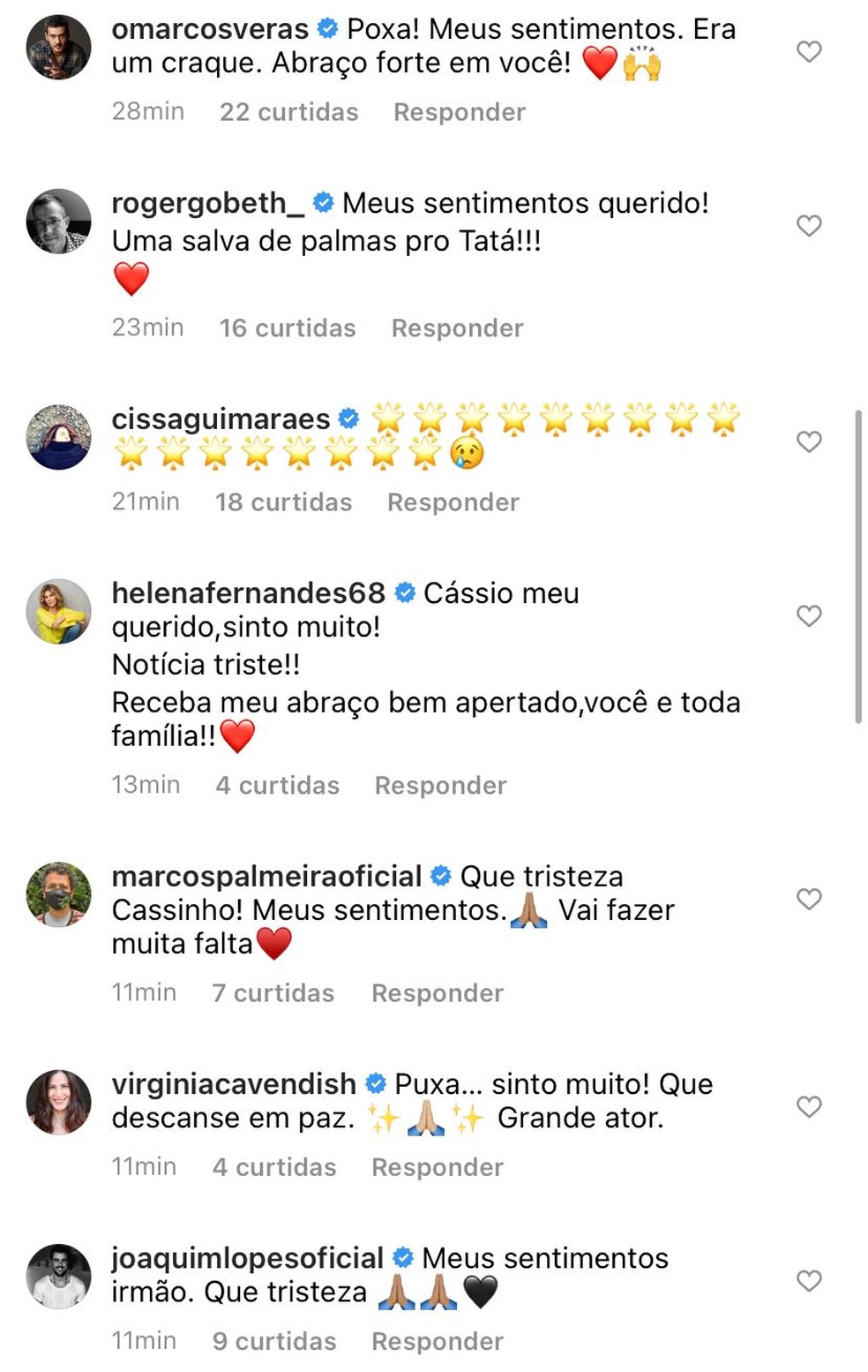 Famosos lamentam a perda de Luis Gustavo — Foto: Reprodução/internet