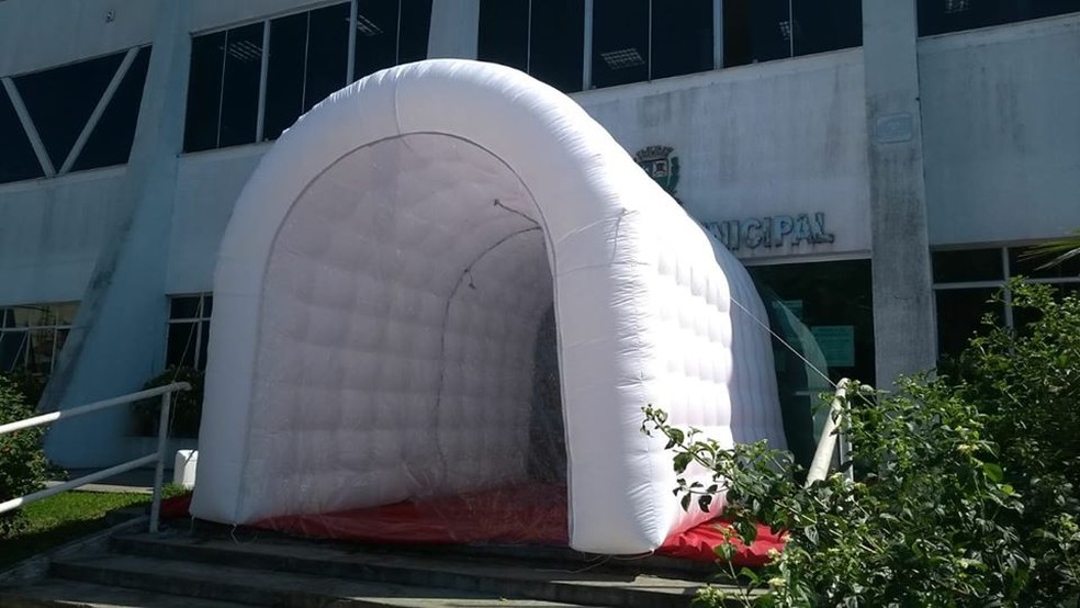 Prefeitura de Boituva instala túnel de desinfecção na cidade com objetivo de conter avanço do novo coronavírus — Foto: Prefeitura de Boituva/Divulgação