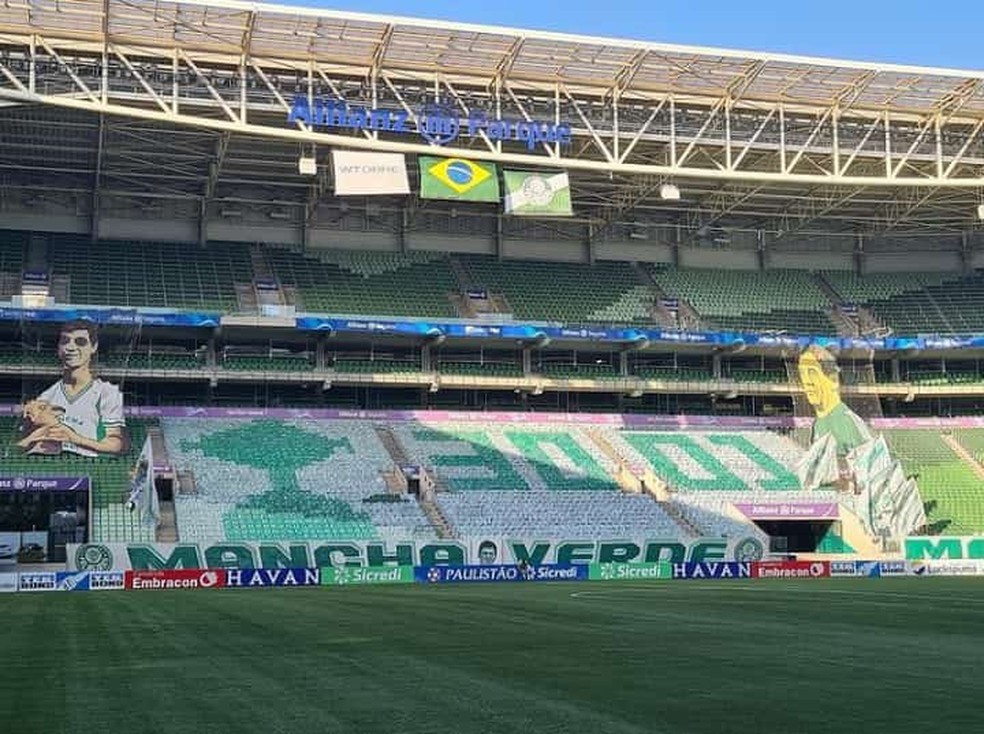 Torcida do Palmeiras apronta mosaico semelhante ao da Libertadores em reencontro com Santos; veja