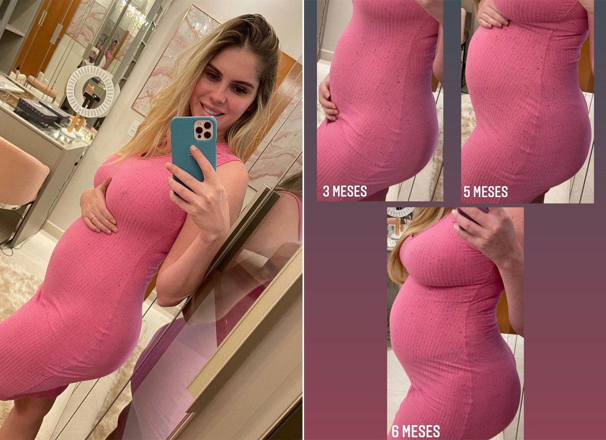 Bárbara Evans faz evolução da barriga de gravidez (Foto: Reprodução / Instagram)