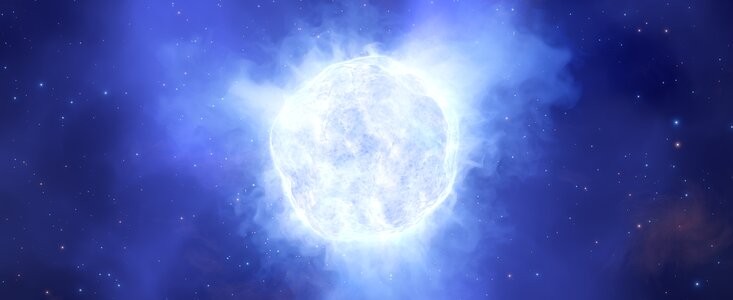 Ilustração mostra como poderia ser a estrela massiva de luz, da galáxia Kinman Dwarf, antes de seu misterioso desaparecimento (Foto:  ESO / L. Calçada)