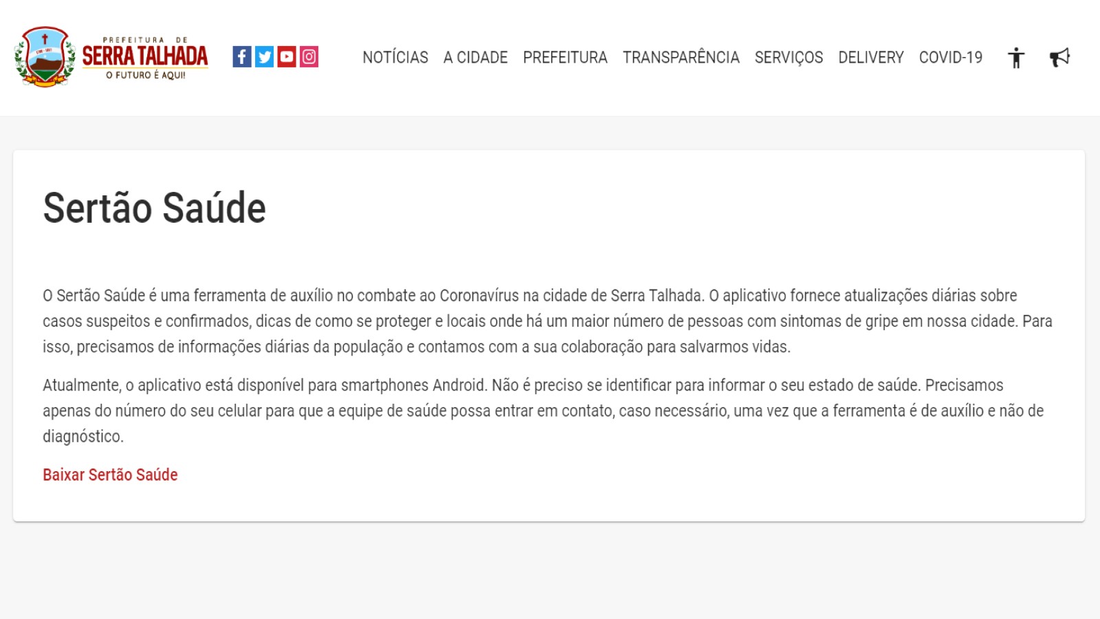 Aplicativo reforça monitoramento do Coronavírus em Serra Talhada