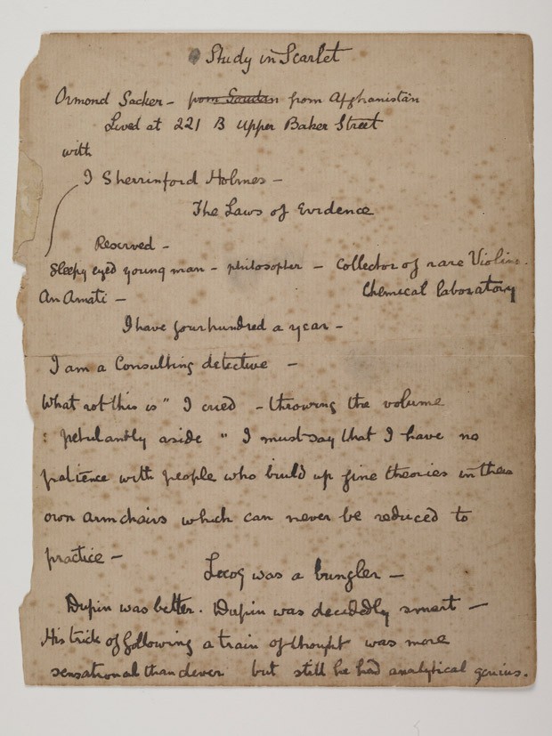 Manuscrito de Sir Conan Doyle de 