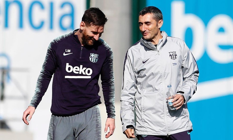 Messi e Valverde: camisa 10 era a favor da permanência do técnico — Foto: Miguel Ruiz/Barcelona