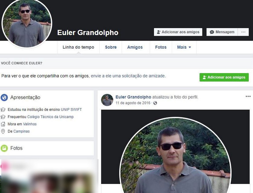 Perfil do atirador que matou quatro, em Campinas — Foto: Reprodução / Facebook
