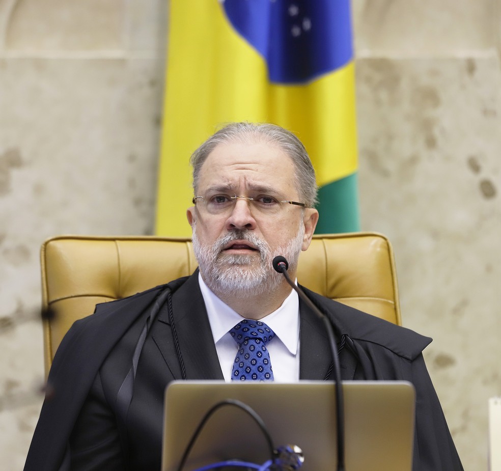 O procurador-geral da República, Augusto Aras, durante sessão do Supremo Tribunal Federal (STF) — Foto: Rosinei Coutinho/STF 
