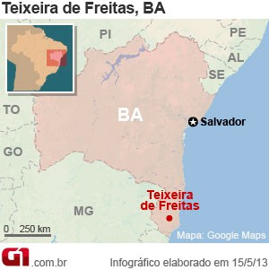 Mapa acidente na BR-101, em Teixeira de Freitas, na Bahia (Foto: Arte/G1)