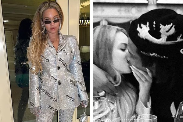 Beyoncé compartilhou série de fotos em que aparece beijando Jay-Z e usando casaco feito com cristais (Foto: Reprodução / Instagram)
