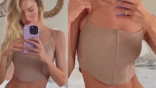 Candice Swanepoel adere à tendência da cintura baixa com calça de moletom