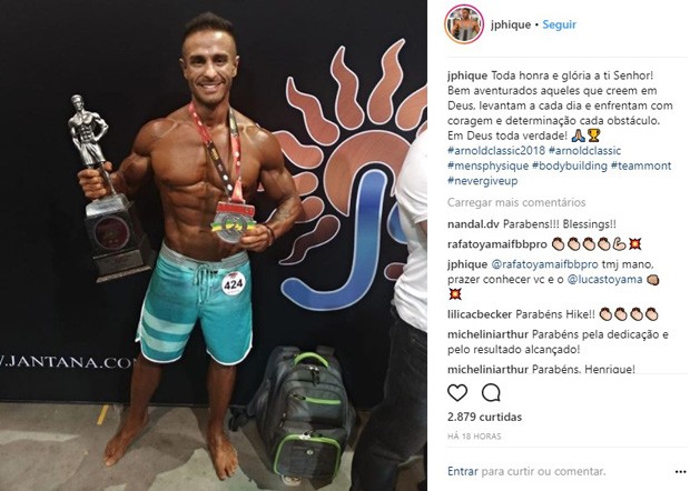 Henrique Azevedo celebra segunda colocação no Arnold Classic South America (Foto: Reprodução/Instagram)