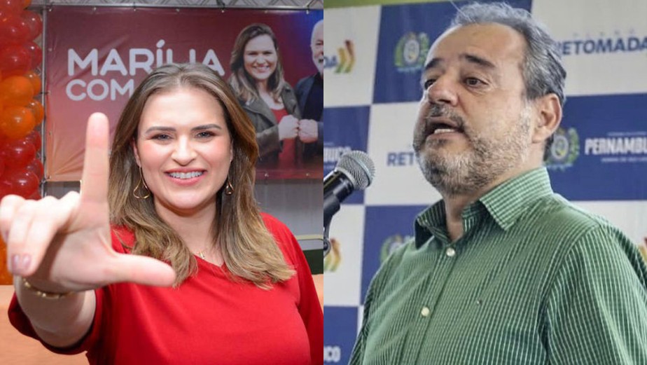 Os candidatos ao governo de Pernambuco Marília Arraes (Solidariedade) e Danilo Cabral (PSB)