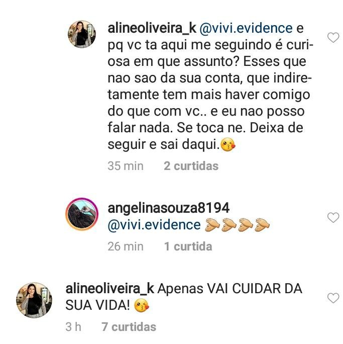 Aline Oliveira responde fãs de Maiara (Foto: Reprodução / Instagram)