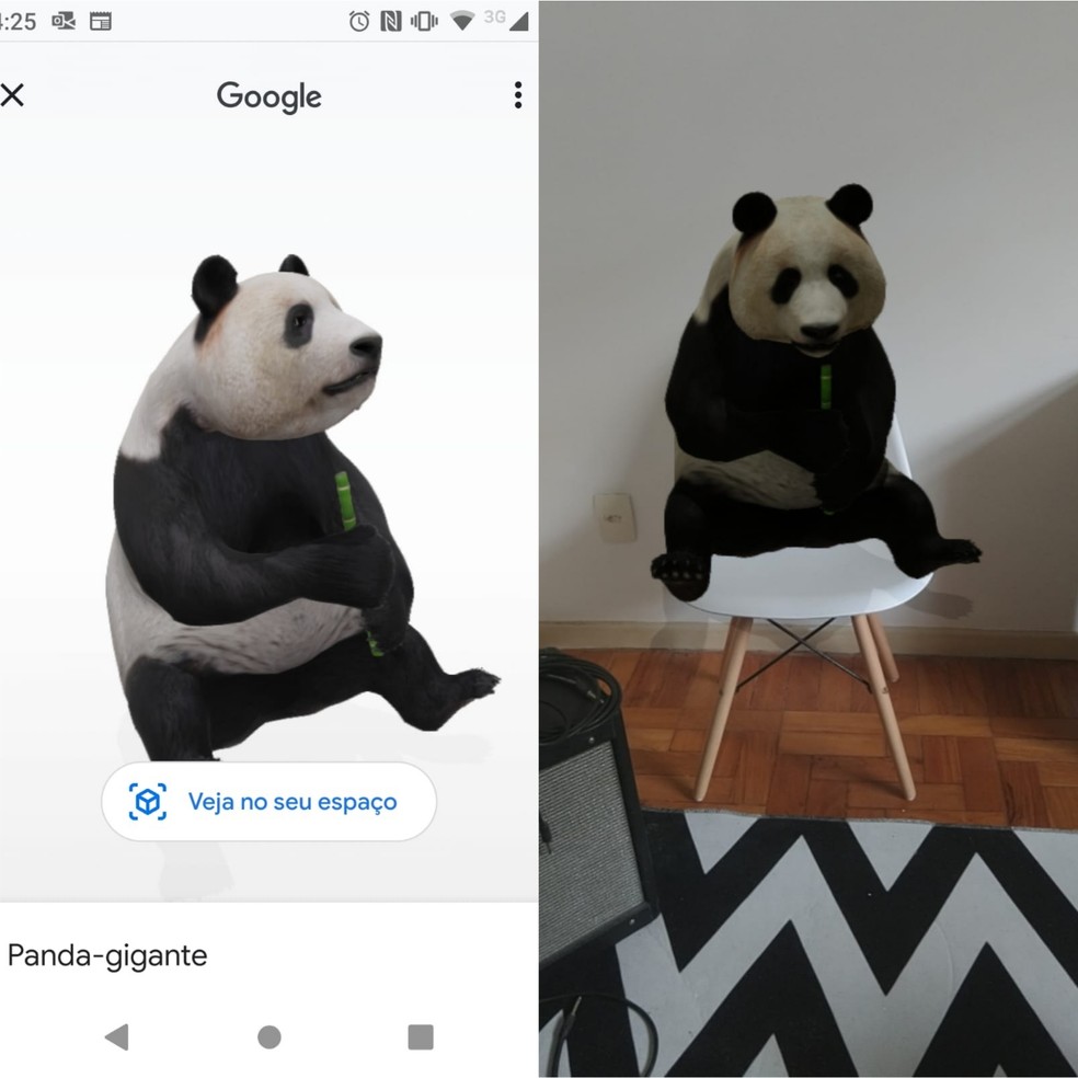 É possível reposicionar os bichinhos com realidade aumentada do Google — Foto: Reprodução/Clara Fabro