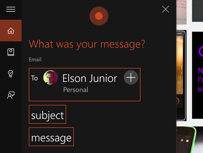 Cortana pode enviar mensagens e e-mails tanto no celular como no computador (Foto: Reprodução/Elson de Souza)