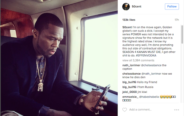 O desabafo do rapper 50 Cent contra os Globos de Ouro (Foto: Instagram)