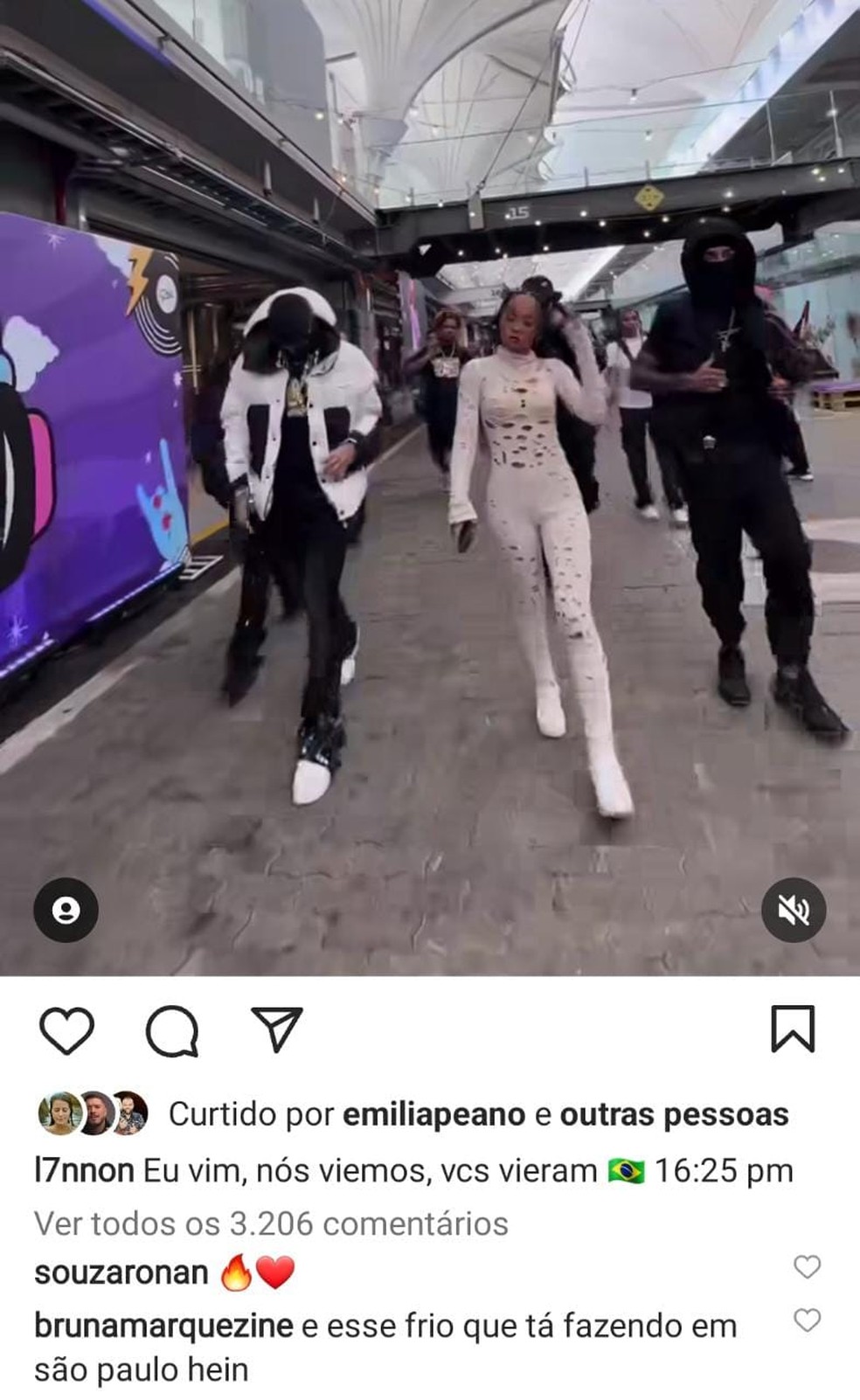 Bruna Marquezine deixa coment&aacute;rio em post de L7nnon  &mdash; Foto: Reprodu&ccedil;&atilde;o do Instagram
